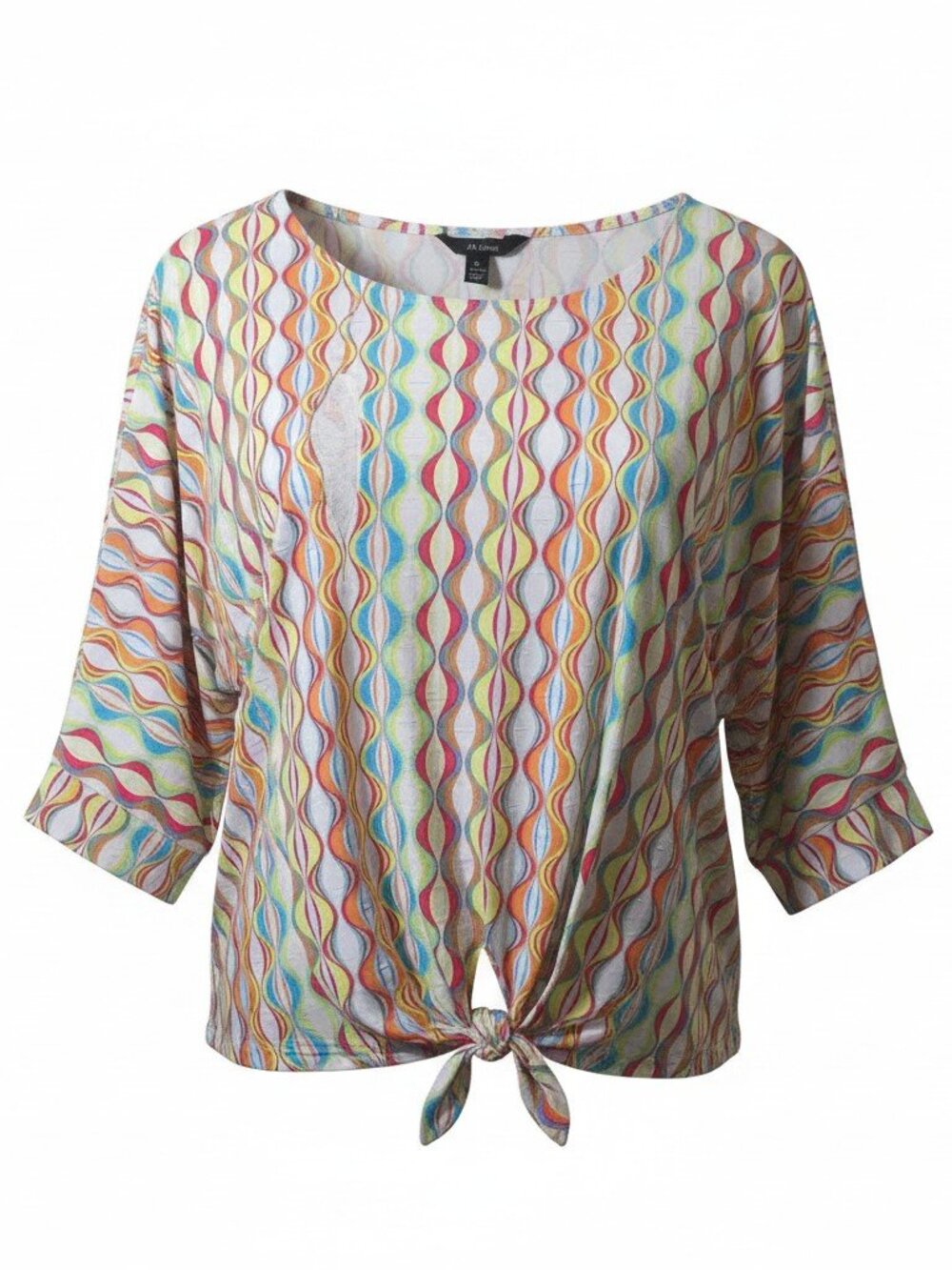 Ali Miles Top Womens XL Multicolor Abstract Tie Front Lightweight Art Blouse